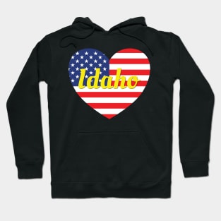 Idaho American Flag Heart Hoodie